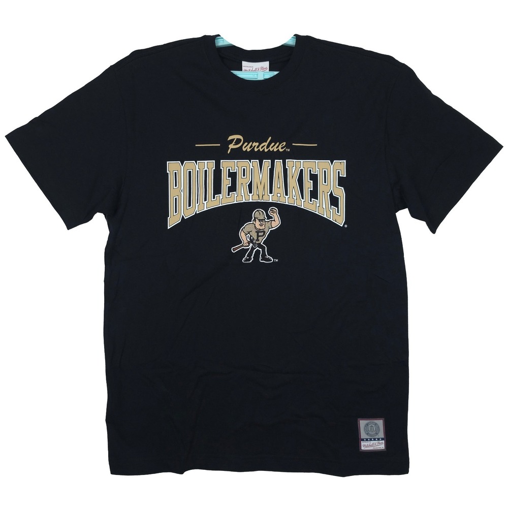 Purdue Boilermakers Mitchell & Ness NCAA Large Shirt Team Logo Black NWT